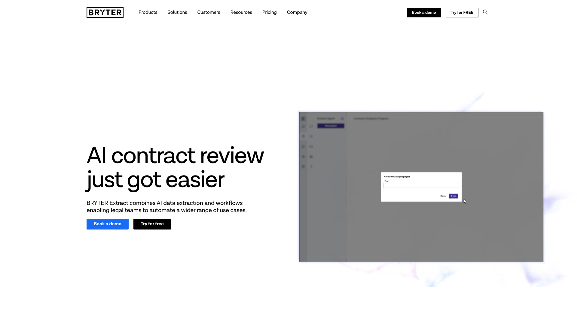 BRYTER Extract | AI for Legal网页截图,BRYTER Extract | AI for Legal网页快照