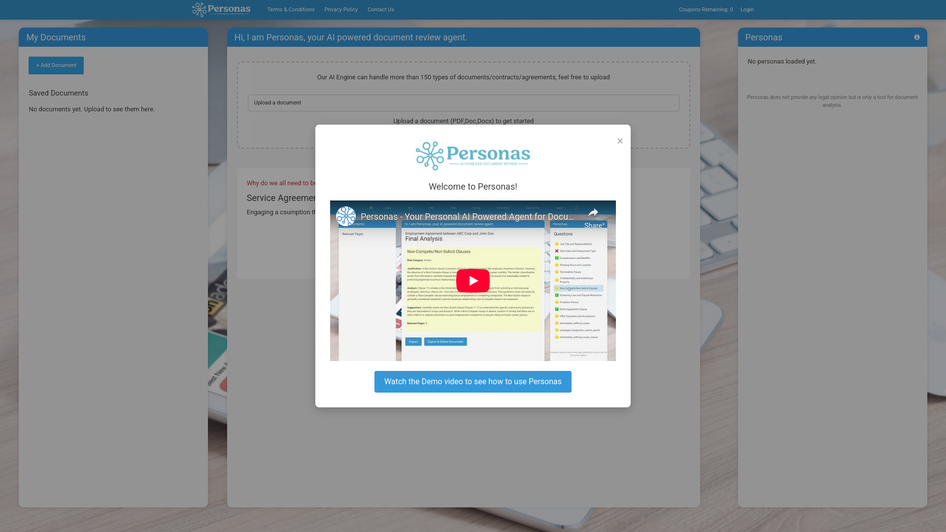 Personas – AI Powered Document Review网页截图,Personas – AI Powered Document Review网页快照
