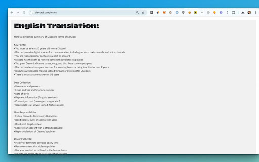 Legalese to English – Privacy Policy & ToS Simplifier网页截图,Legalese to English – Privacy Policy & ToS Simplifier网页快照
