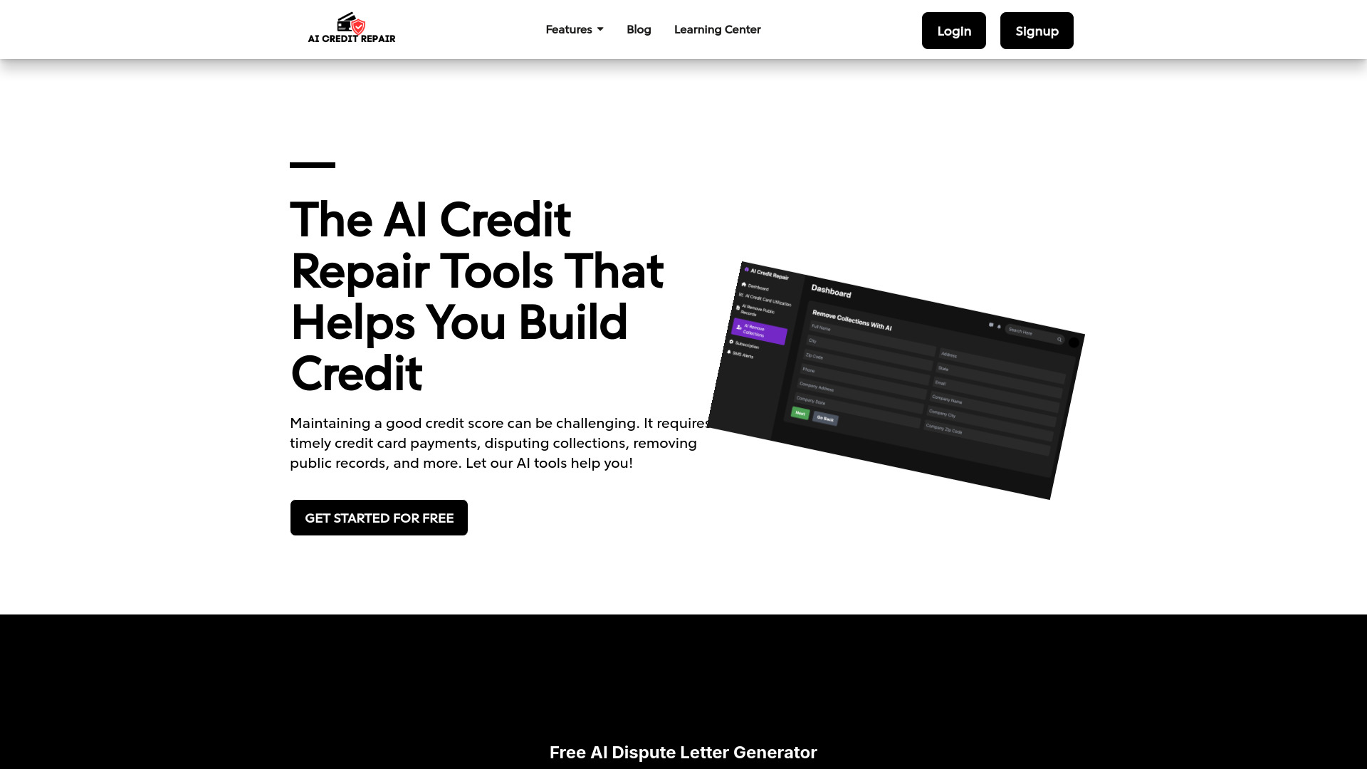 AICreditRepair网页截图,AICreditRepair网页快照