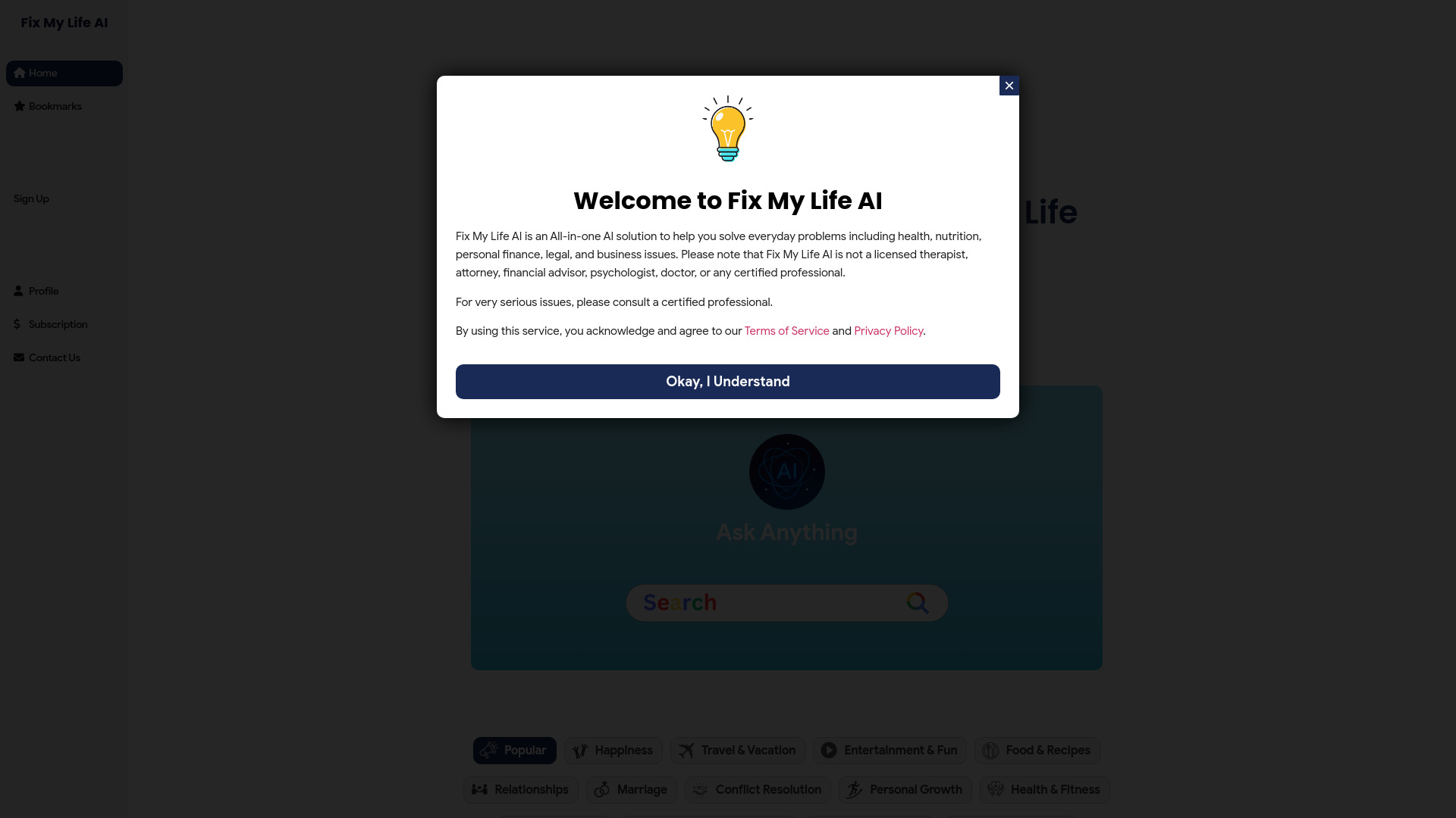 Fix My Life AI网页截图,Fix My Life AI网页快照