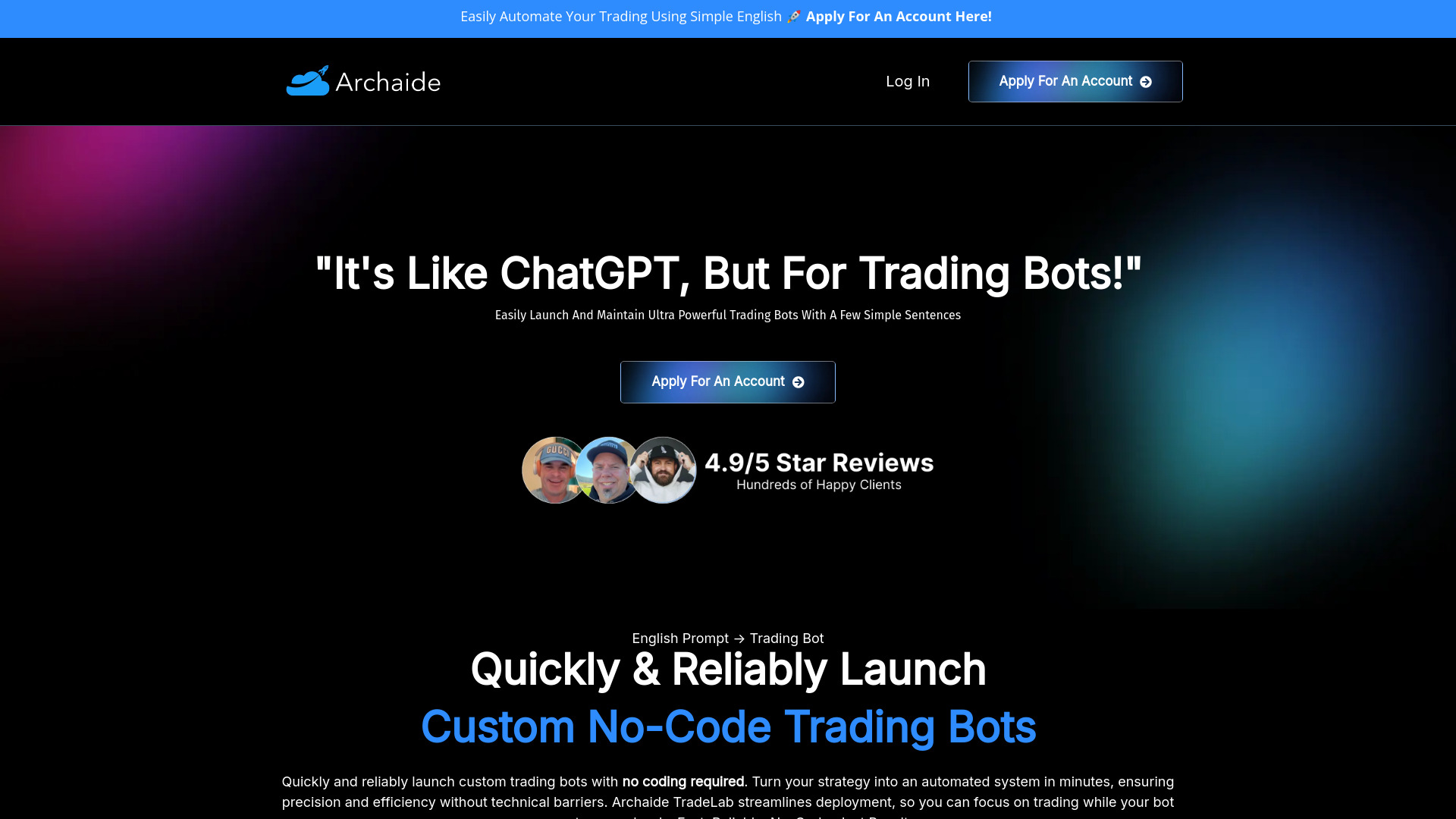 Archaide TradeLab网页截图,Archaide TradeLab网页快照