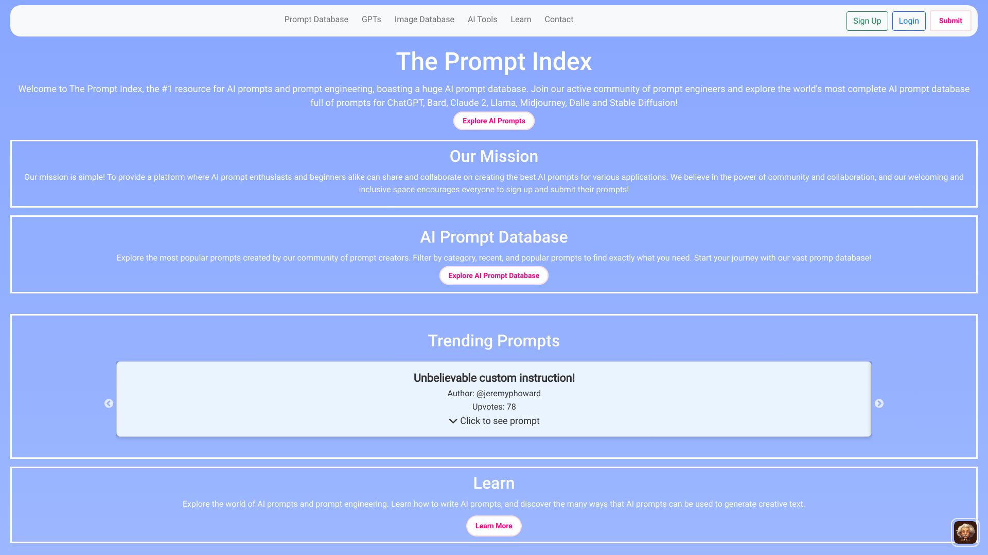 The Prompt Index网页截图,The Prompt Index网页快照
