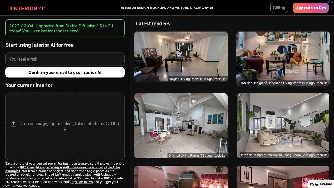 InteriorAI网页截图,InteriorAI网页快照
