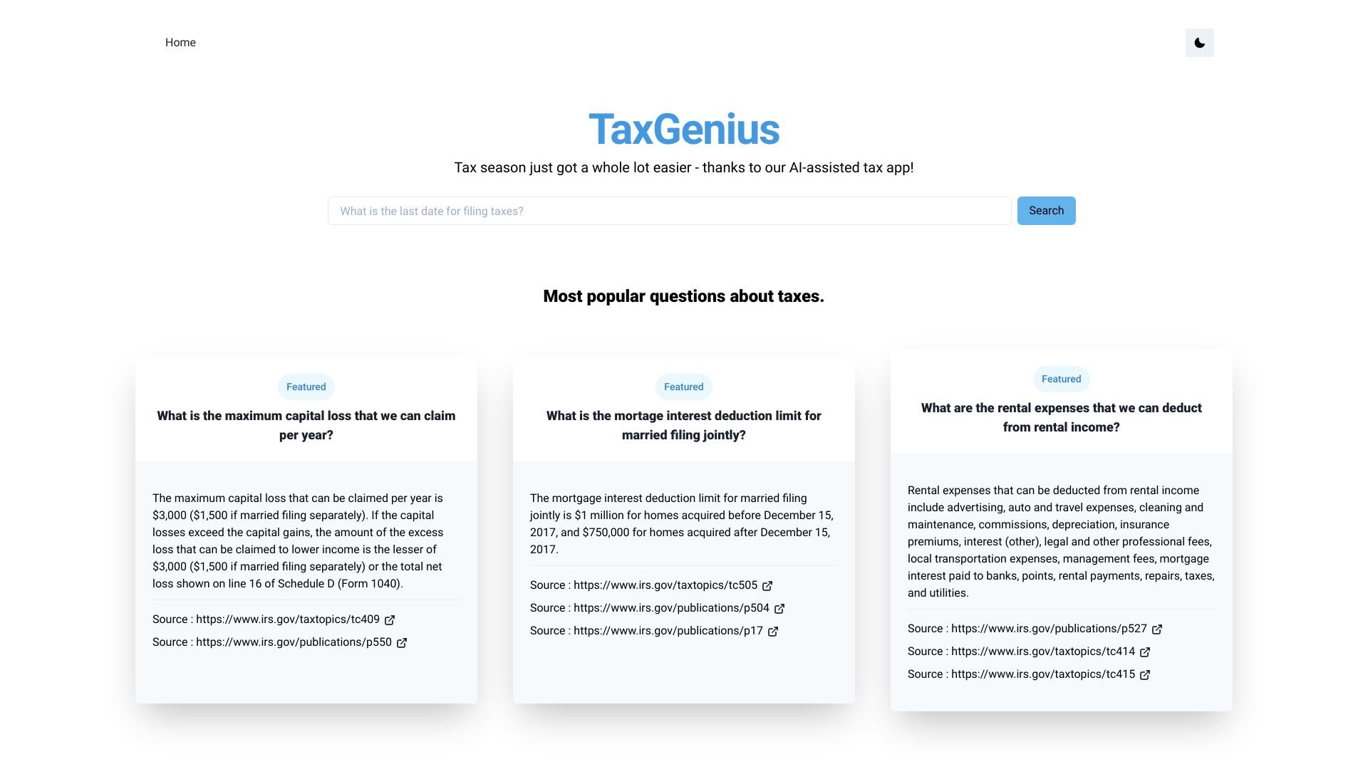 TaxGenius网页截图,TaxGenius网页快照