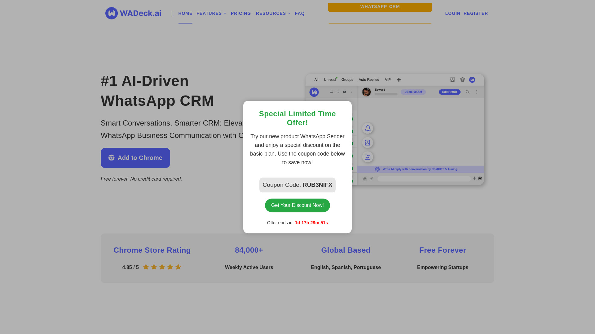 WADeck – AI Driven WhatsApp CRM网页截图,WADeck – AI Driven WhatsApp CRM网页快照