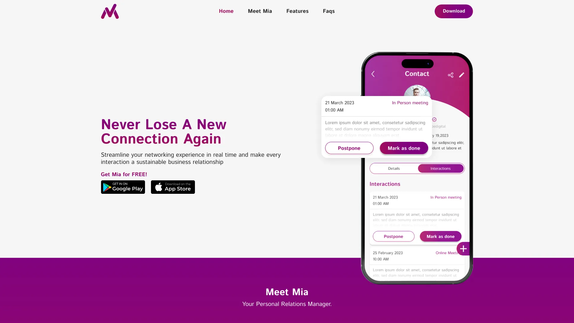 Mia PRM网页截图,Mia PRM网页快照