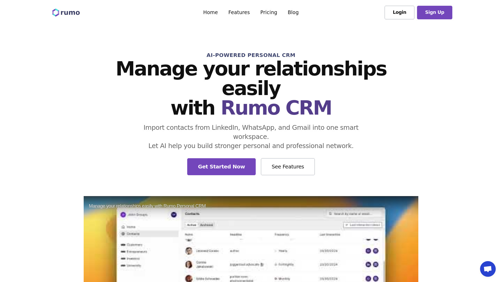 Rumo Personal CRM网页截图,Rumo Personal CRM网页快照