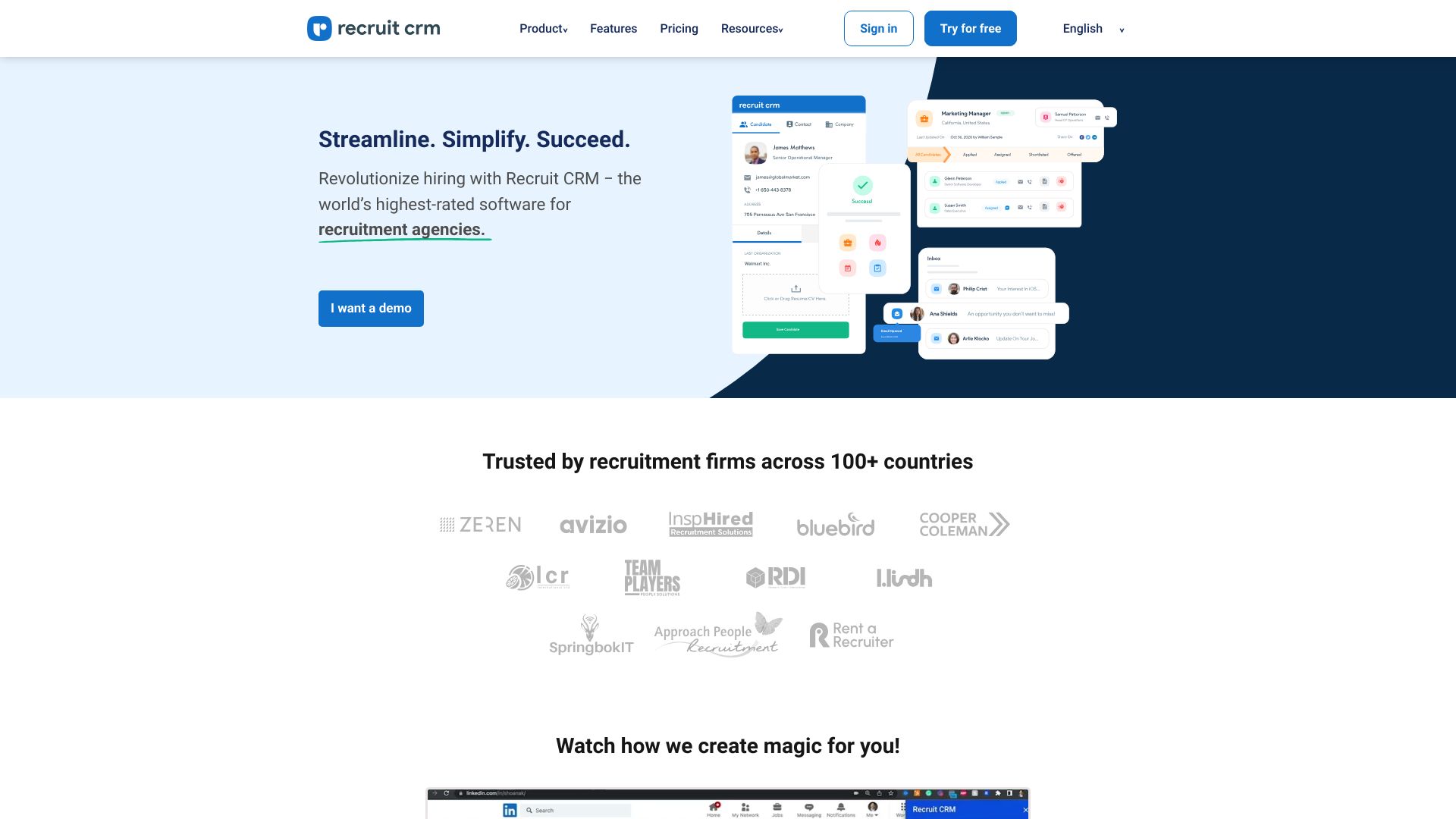 Recruit CRM网页截图,Recruit CRM网页快照