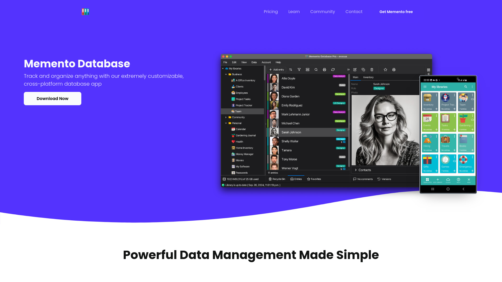 Memento Database网页截图,Memento Database网页快照