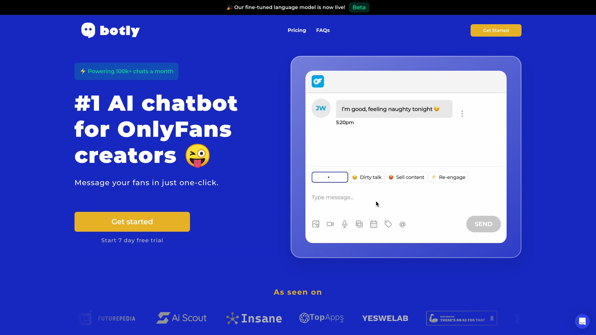 Botly: AI chatbot for OnlyFans网页截图,Botly: AI chatbot for OnlyFans网页快照