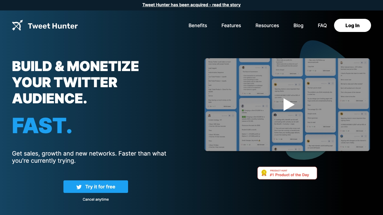 Tweet Hunter网页截图,Tweet Hunter网页快照