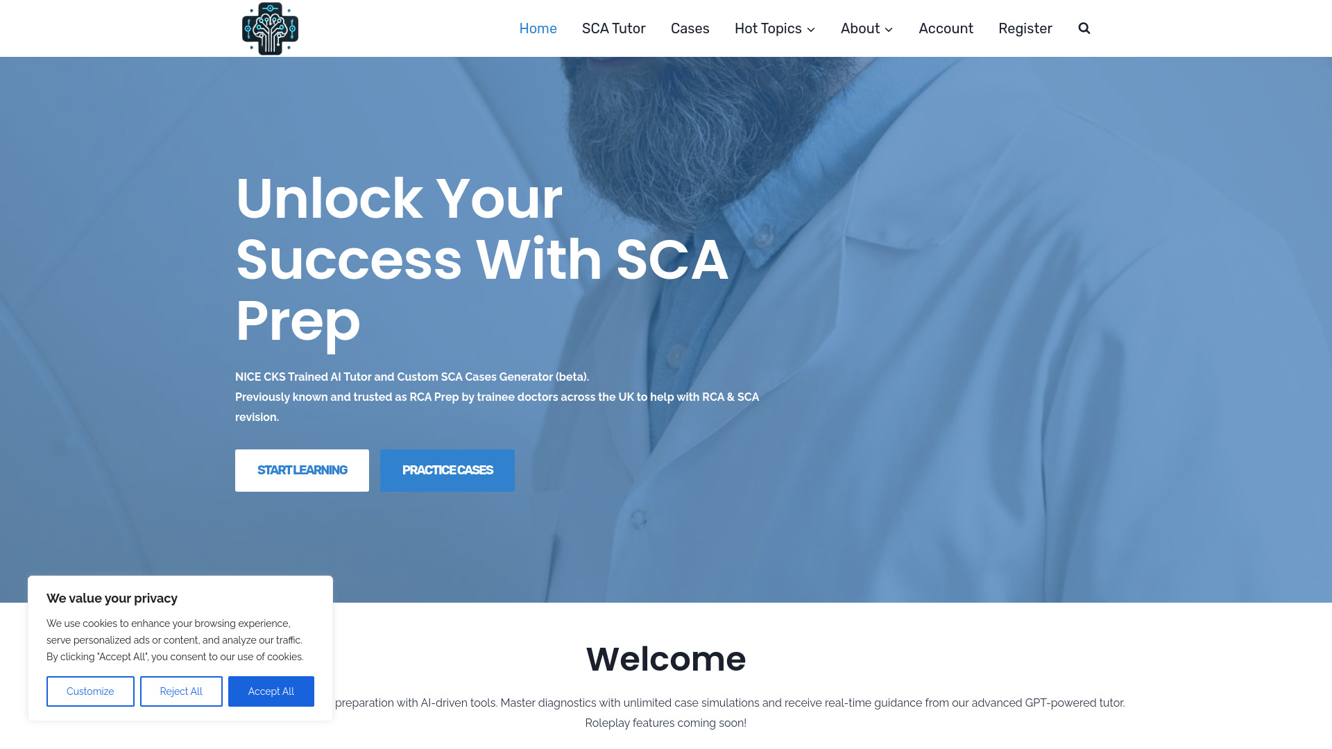 RCGP SCA Exam AI Powered Learning网页截图,RCGP SCA Exam AI Powered Learning网页快照