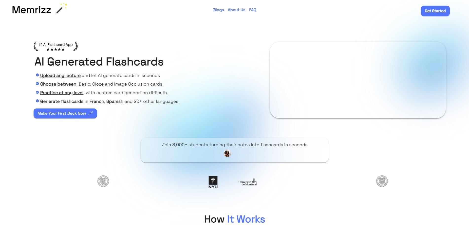 Memrizz AI Flashcard Generator网页截图,Memrizz AI Flashcard Generator网页快照