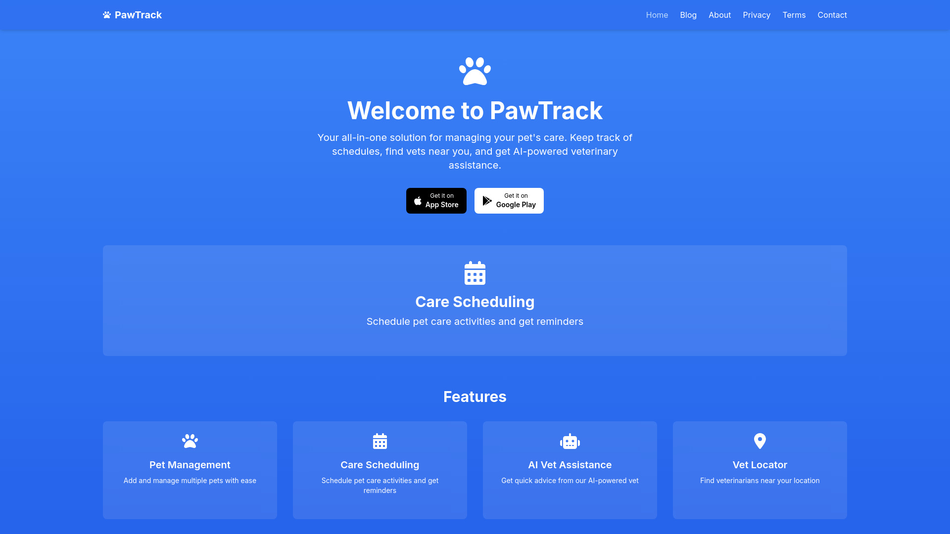PawTrack网页截图,PawTrack网页快照