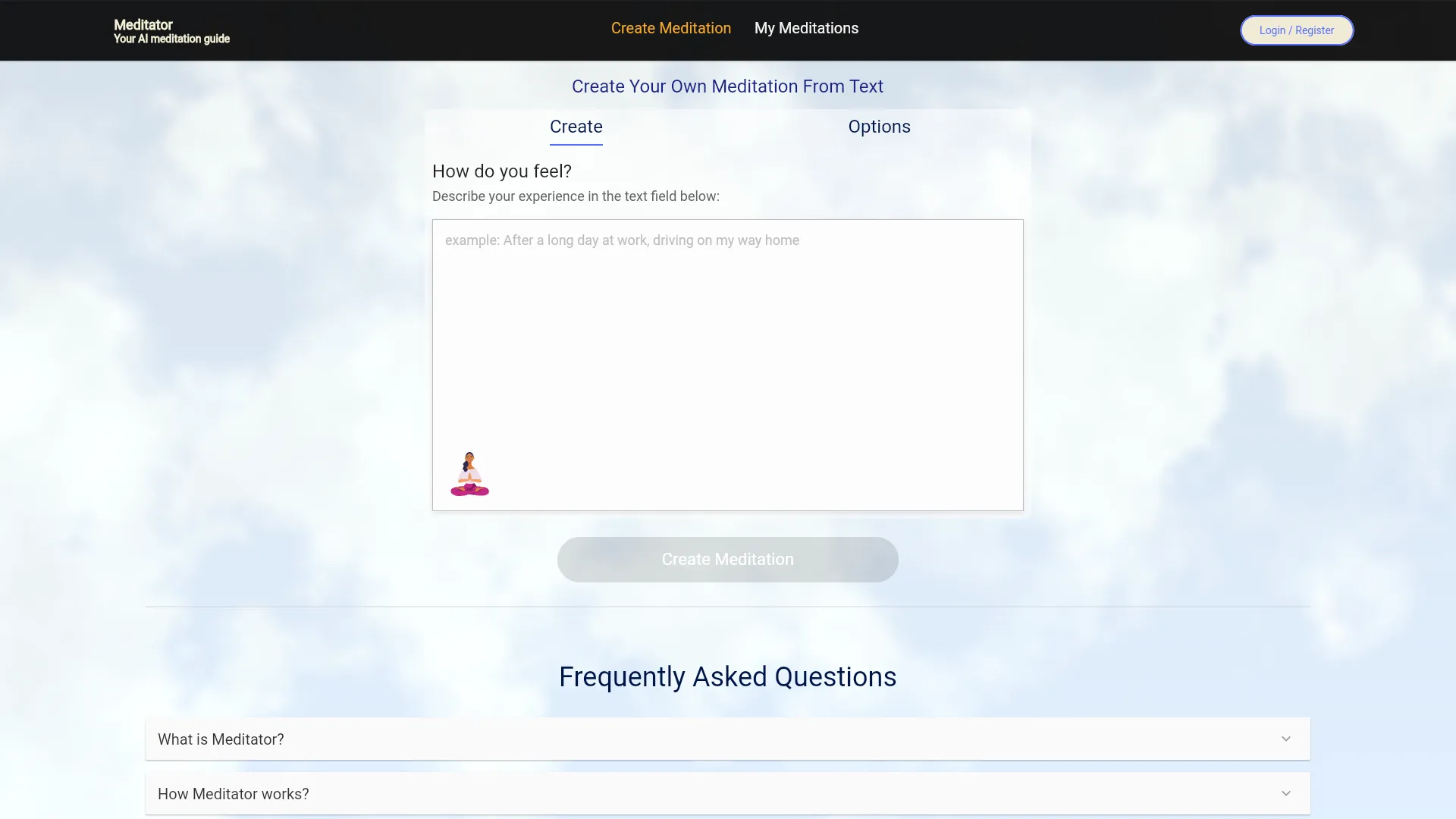 Meditator AI网页截图,Meditator AI网页快照