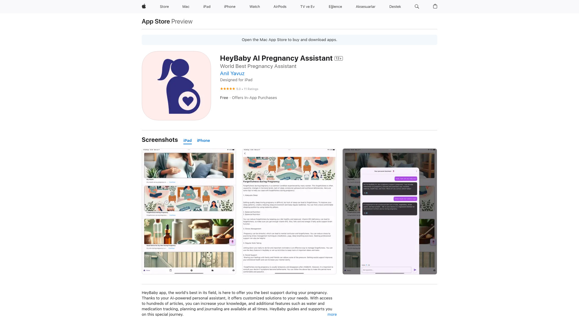 HeyBaby AI Pregnancy Assistant网页截图,HeyBaby AI Pregnancy Assistant网页快照