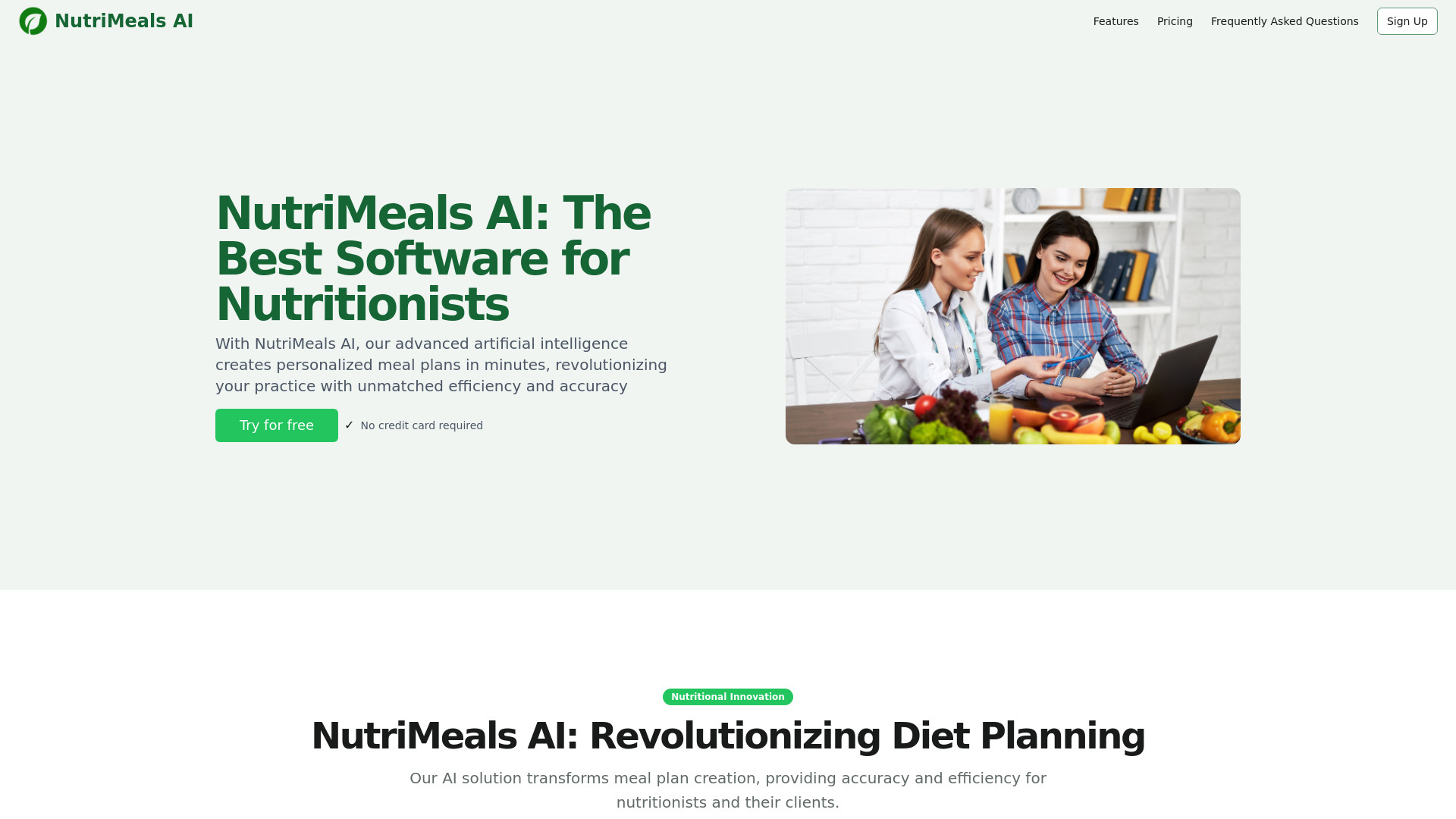NutriMeals AI网页截图,NutriMeals AI网页快照