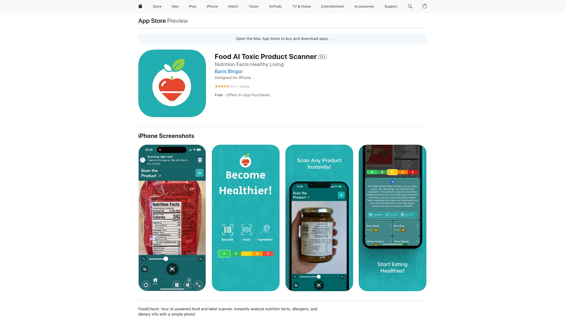 Food Check网页截图,Food Check网页快照