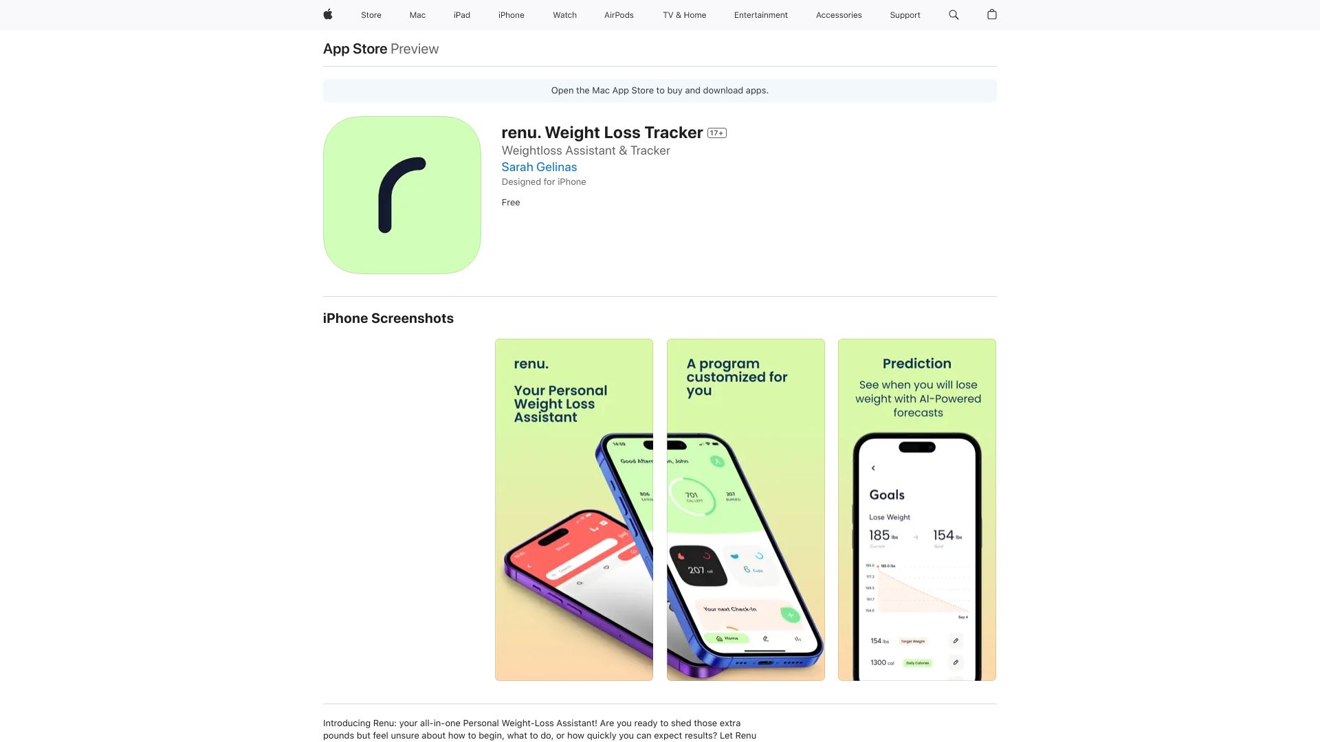 renu. Weight Loss Assistant网页截图,renu. Weight Loss Assistant网页快照