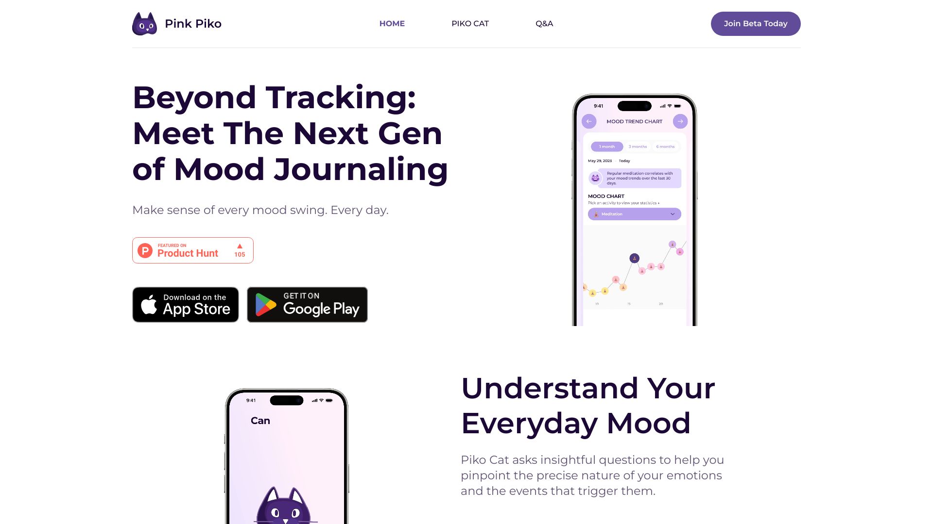Pink Piko – AI Emotion Journal网页截图,Pink Piko – AI Emotion Journal网页快照