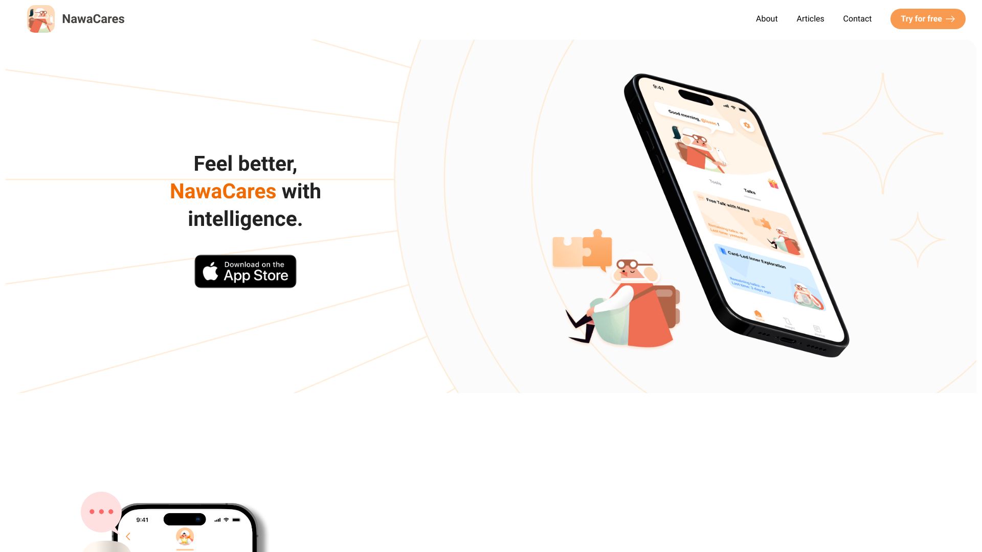 NawaCares: AI Therapy & Journal网页截图,NawaCares: AI Therapy & Journal网页快照