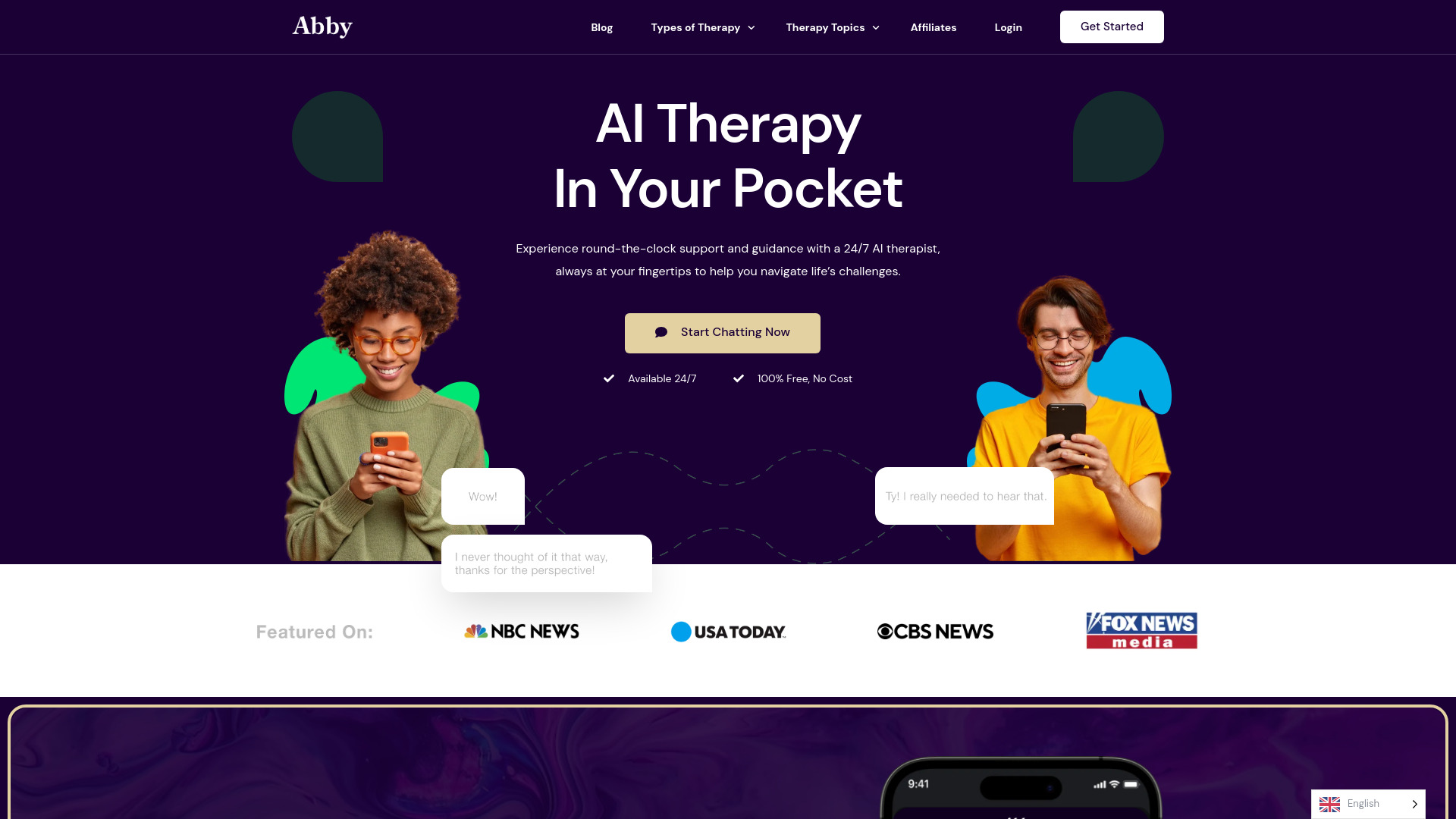 AI Therapy网页截图,AI Therapy网页快照