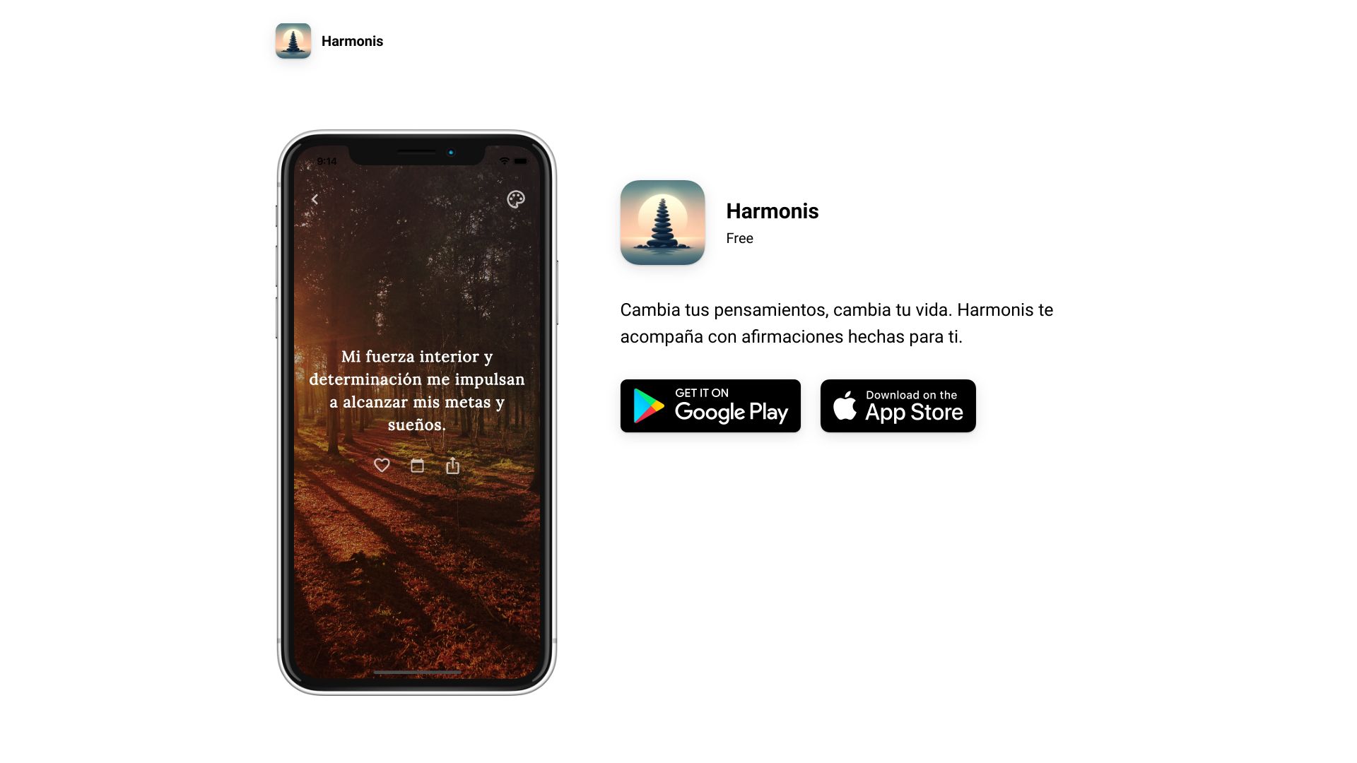 Harmonis – Afirmaciones Personalizadas网页截图,Harmonis – Afirmaciones Personalizadas网页快照