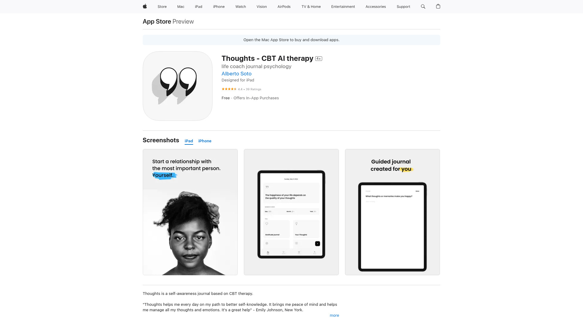 Thoughts – CBT AI therapy网页截图,Thoughts – CBT AI therapy网页快照