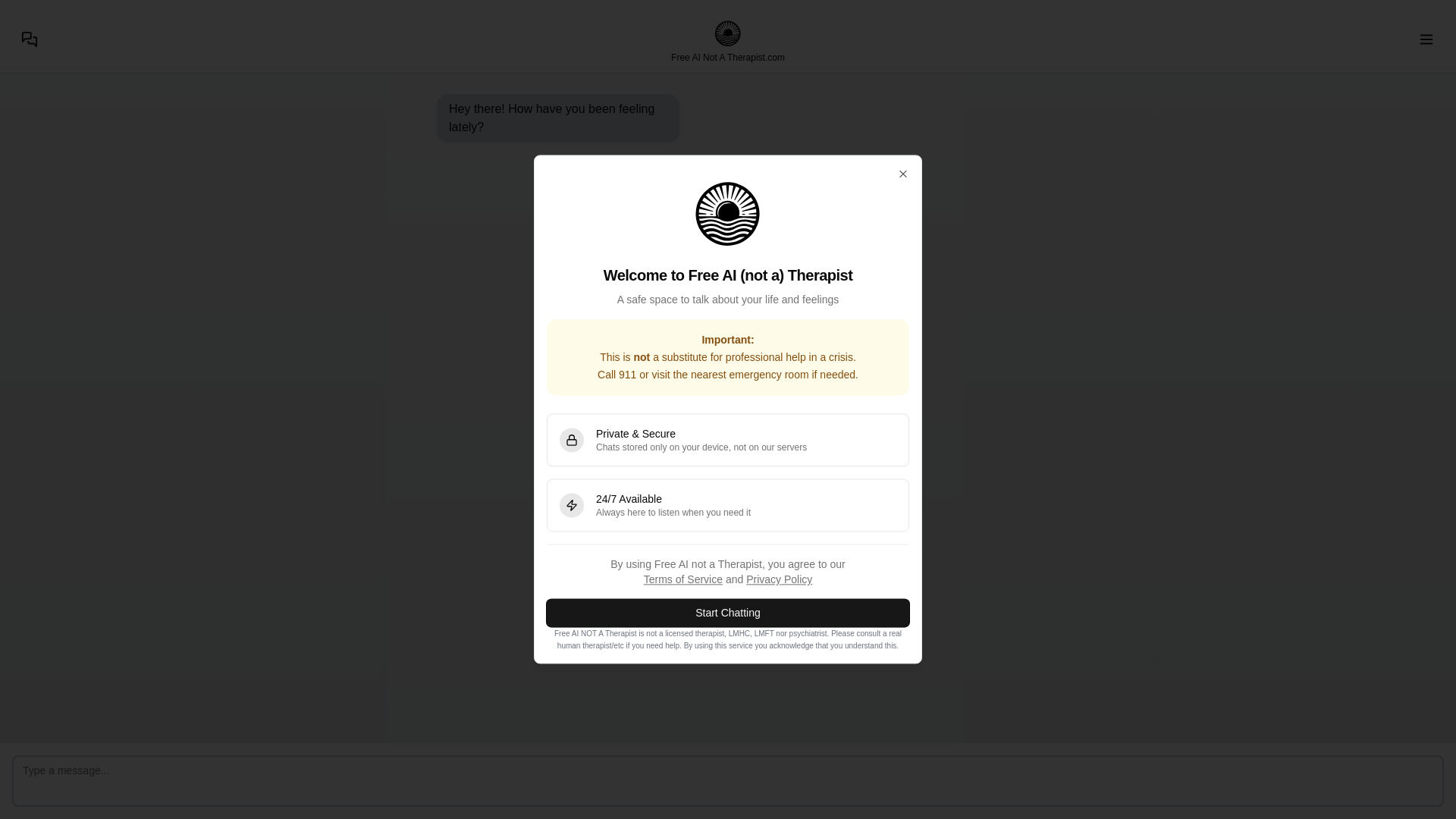 Free AI (not a) Therapist网页截图,Free AI (not a) Therapist网页快照