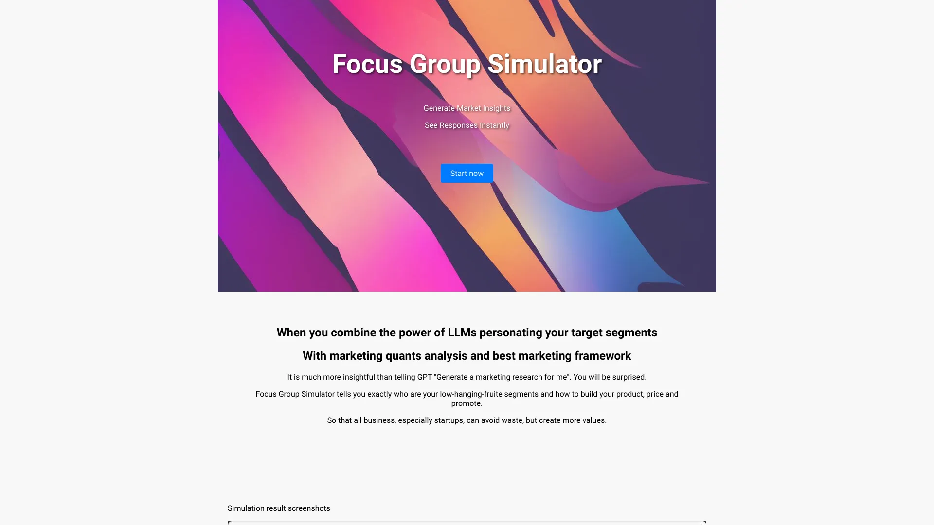 Focus Group Simulator网页截图,Focus Group Simulator网页快照