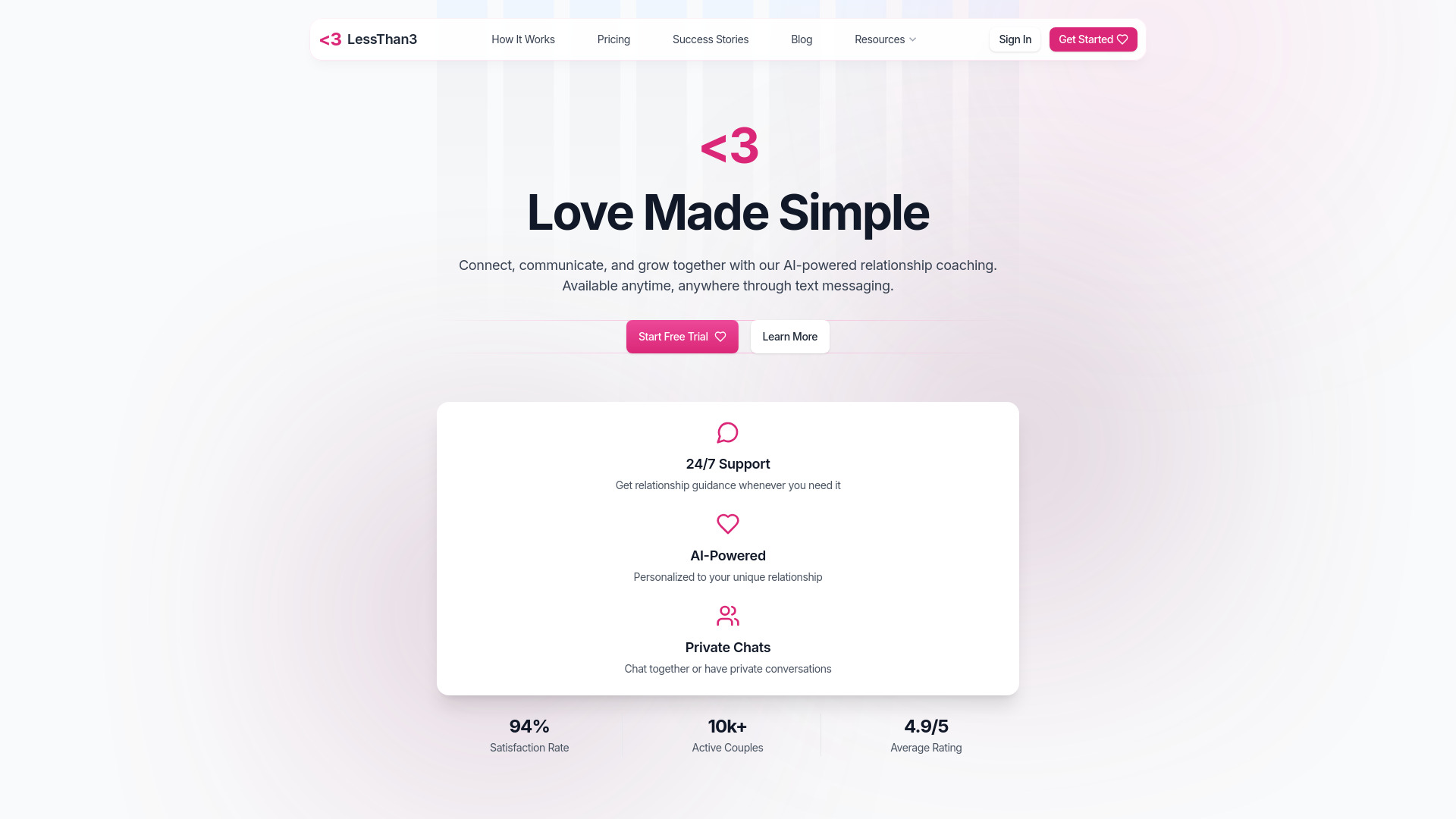 LessThan3 AI Relationship Counseling网页截图,LessThan3 AI Relationship Counseling网页快照