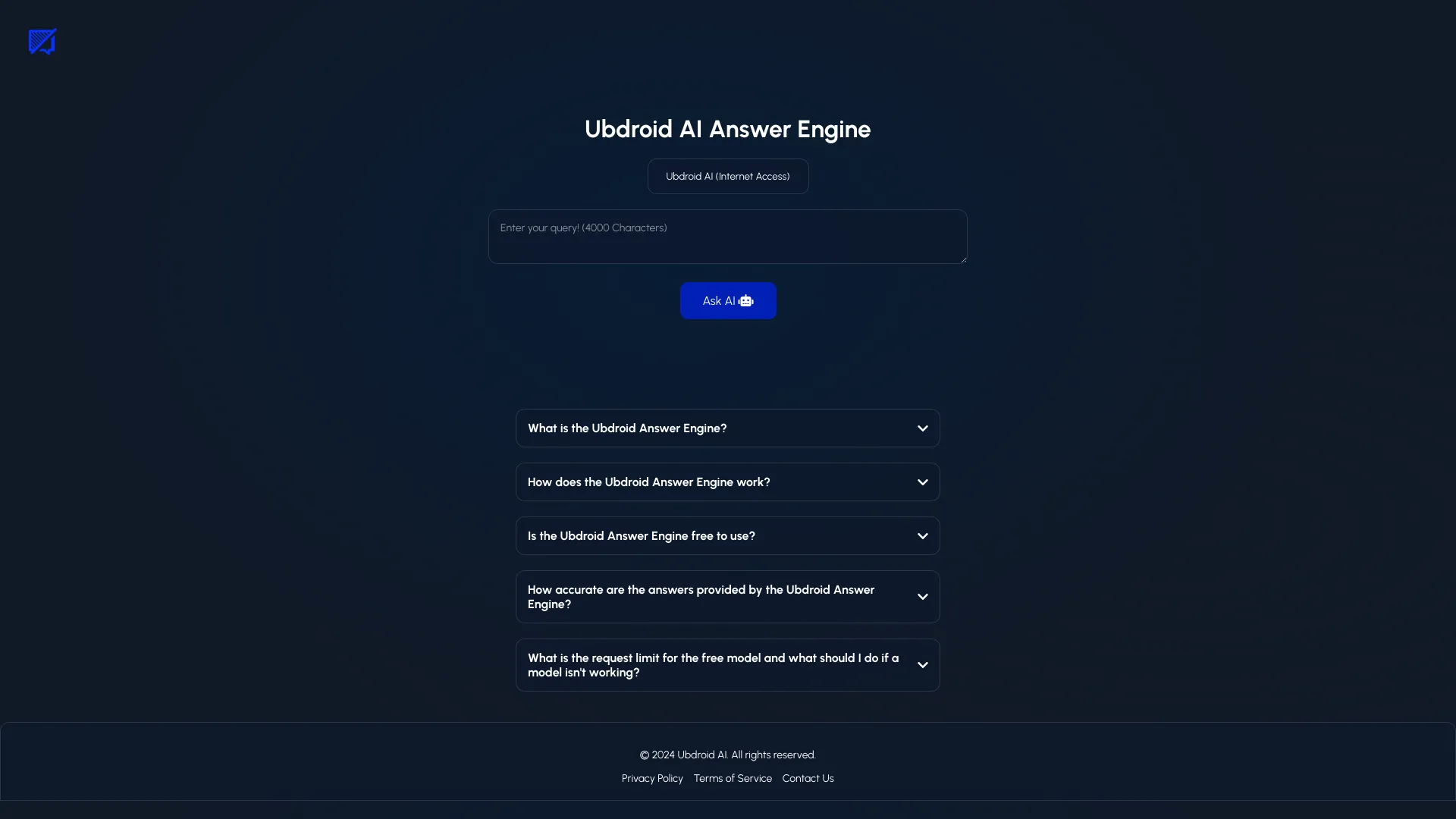 Ubdroid AI Answer Engine网页截图,Ubdroid AI Answer Engine网页快照