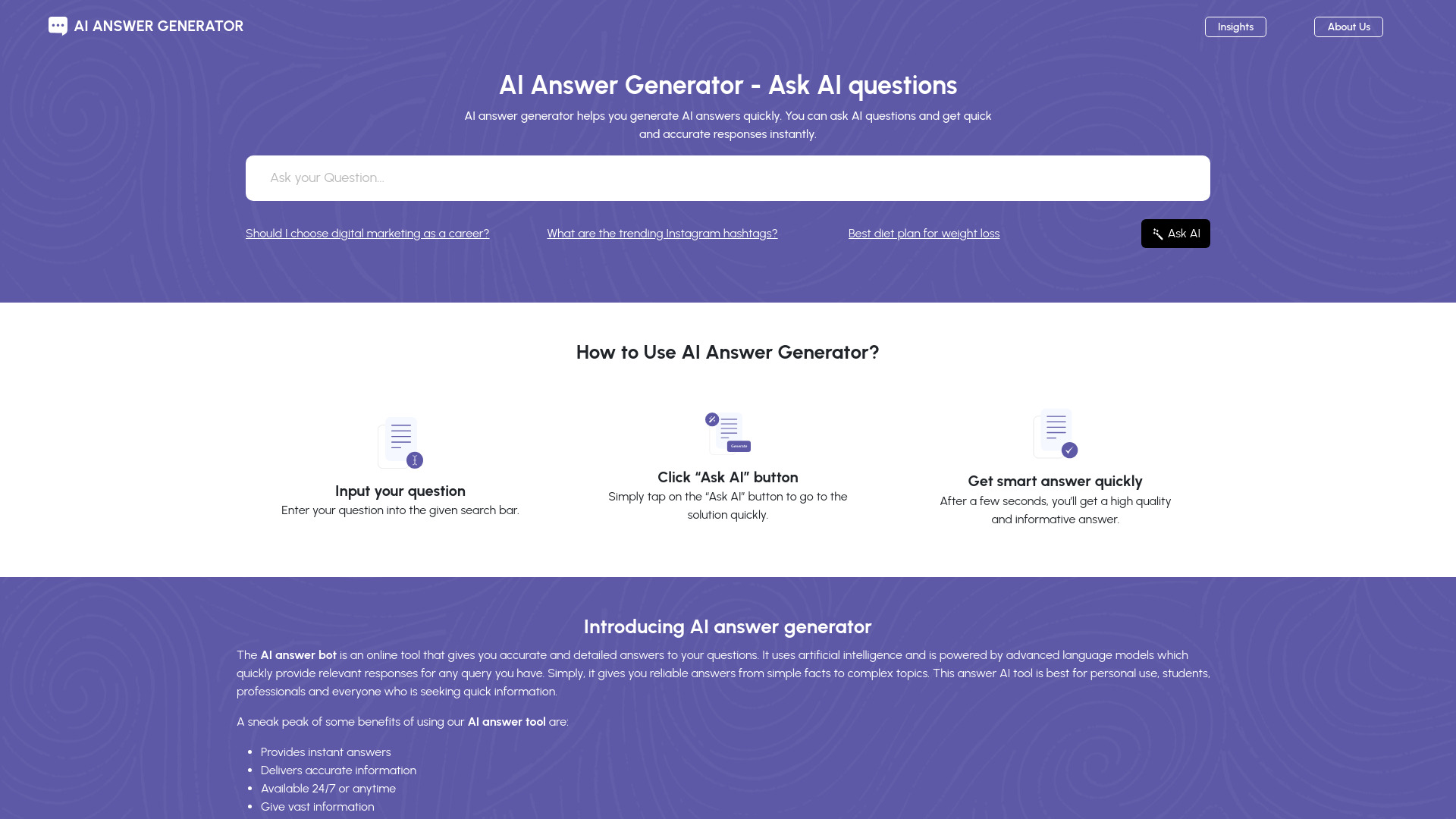 Ask AI questions网页截图,Ask AI questions网页快照