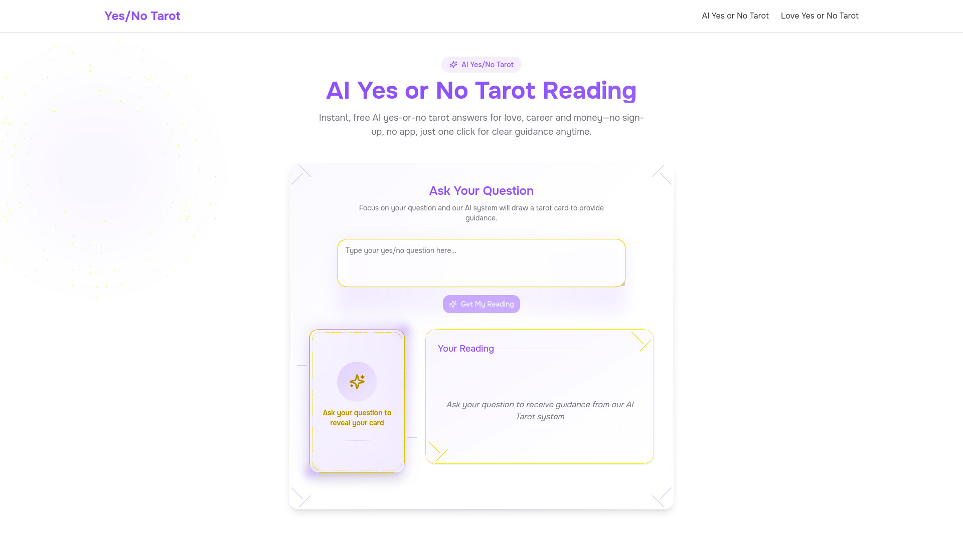 AI Yes No Tarot网页截图,AI Yes No Tarot网页快照