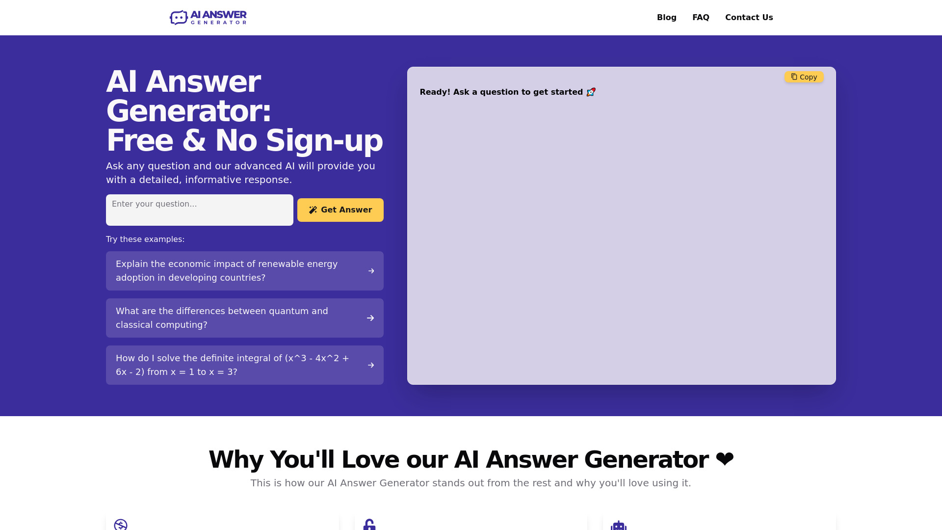 AI Answer Generator网页截图,AI Answer Generator网页快照