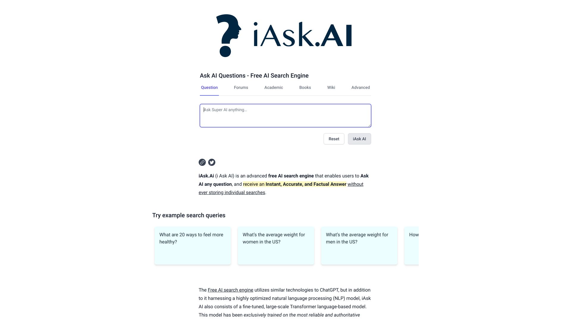 iAsk Ai Generative Ai Search Engine网页截图,iAsk Ai Generative Ai Search Engine网页快照