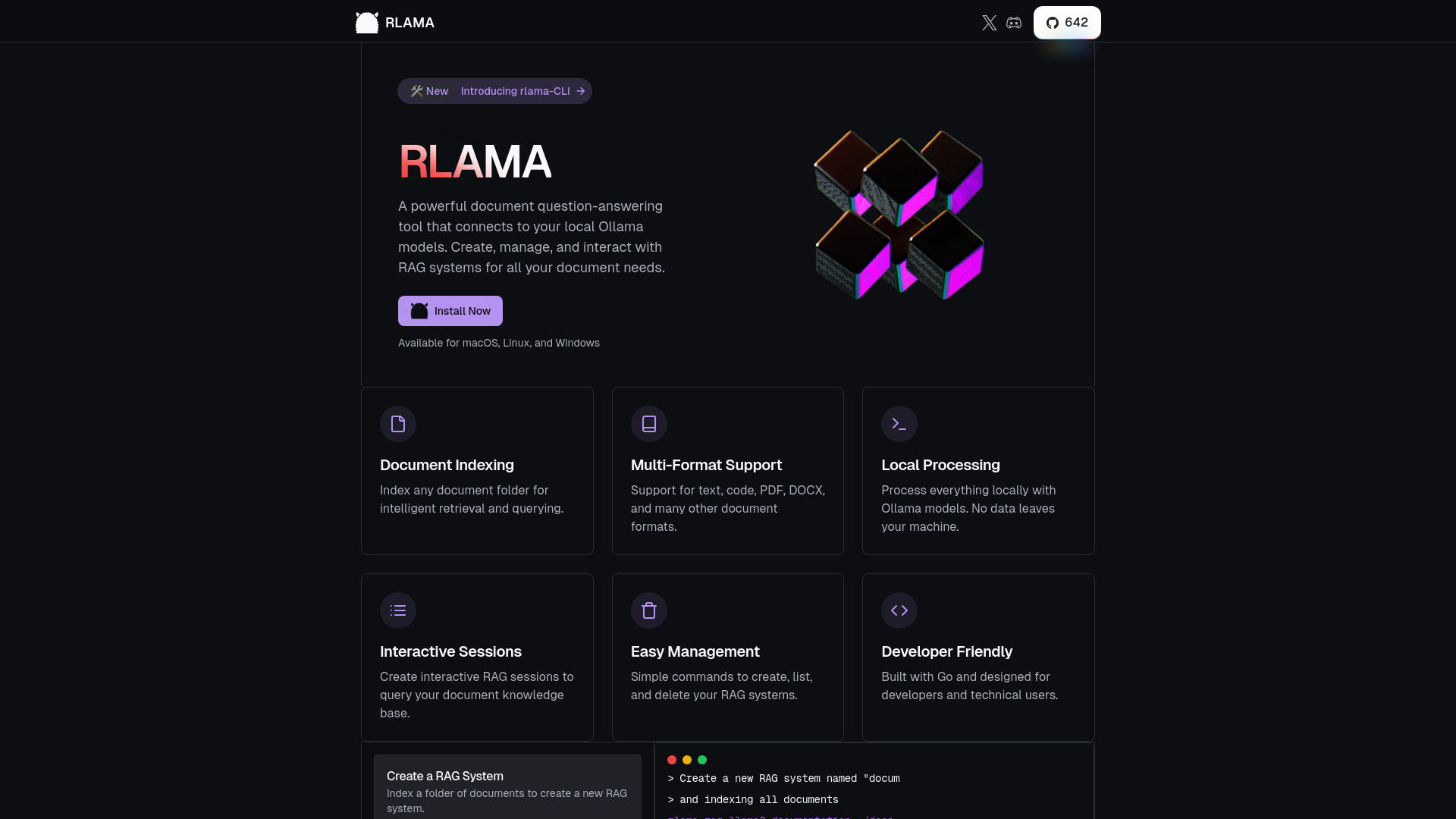 RLAMA网页截图,RLAMA网页快照