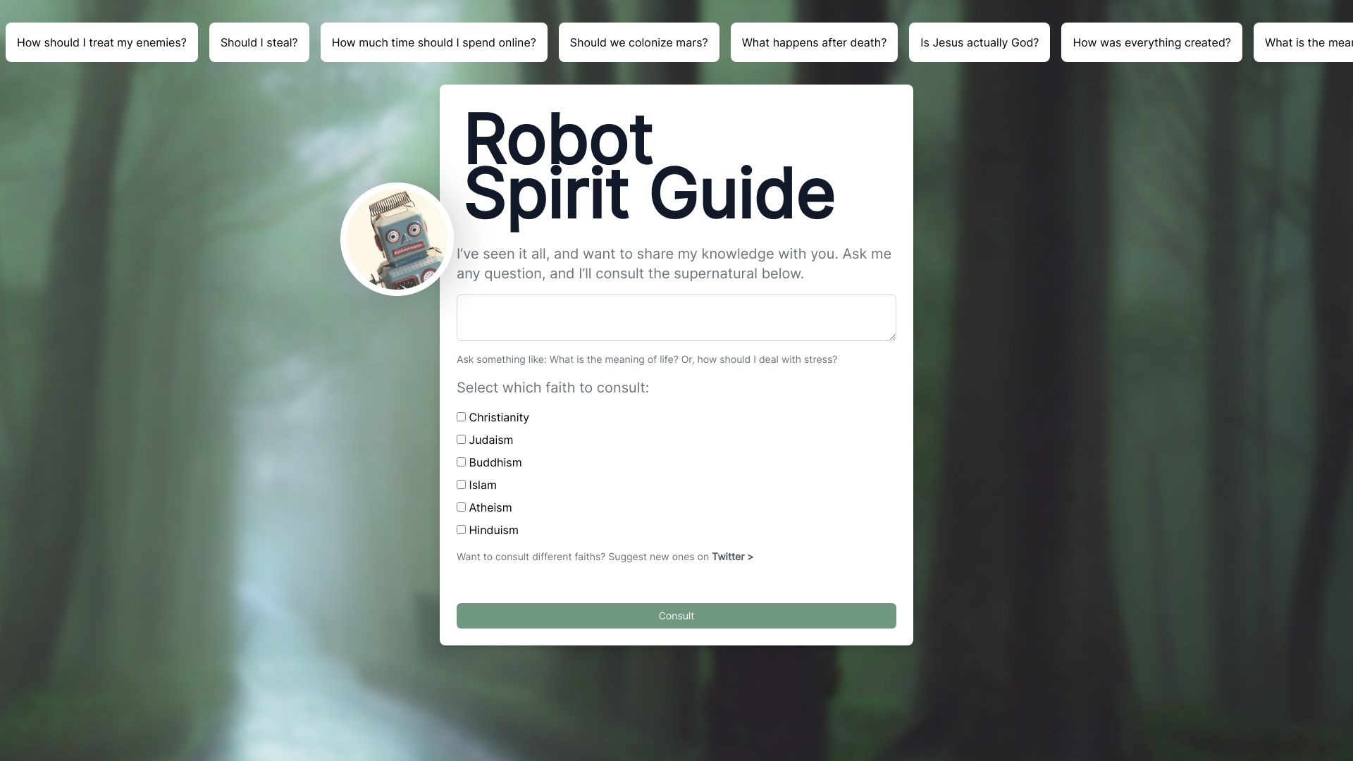 Robot Spirit Guide网页截图,Robot Spirit Guide网页快照