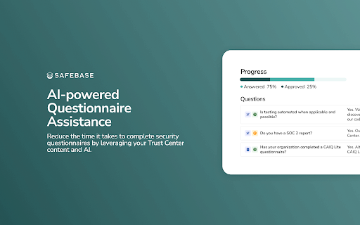 SafeBase – Security Questionnaire Plugin网页截图,SafeBase – Security Questionnaire Plugin网页快照