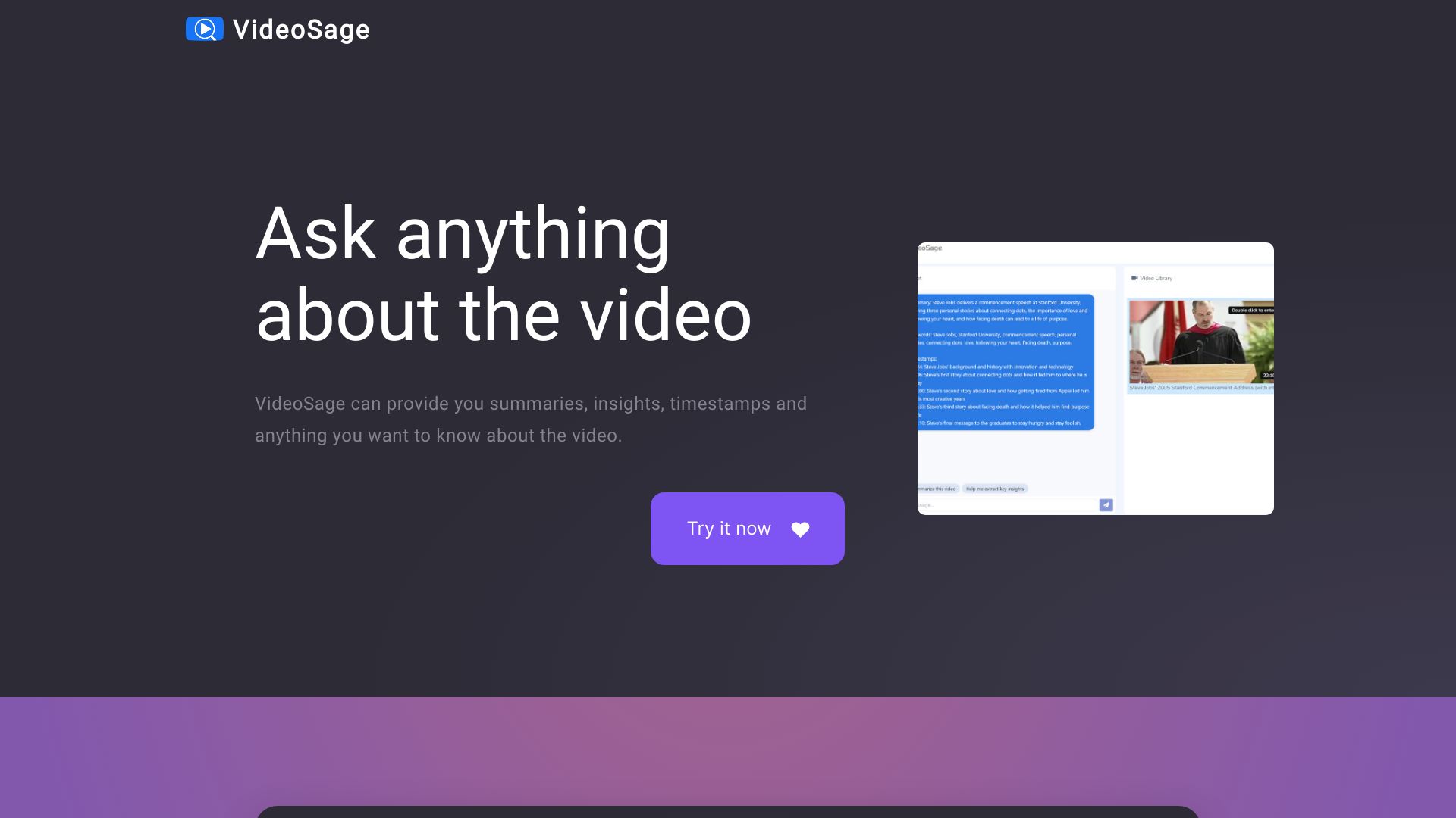 VideoSage AI网页截图,VideoSage AI网页快照