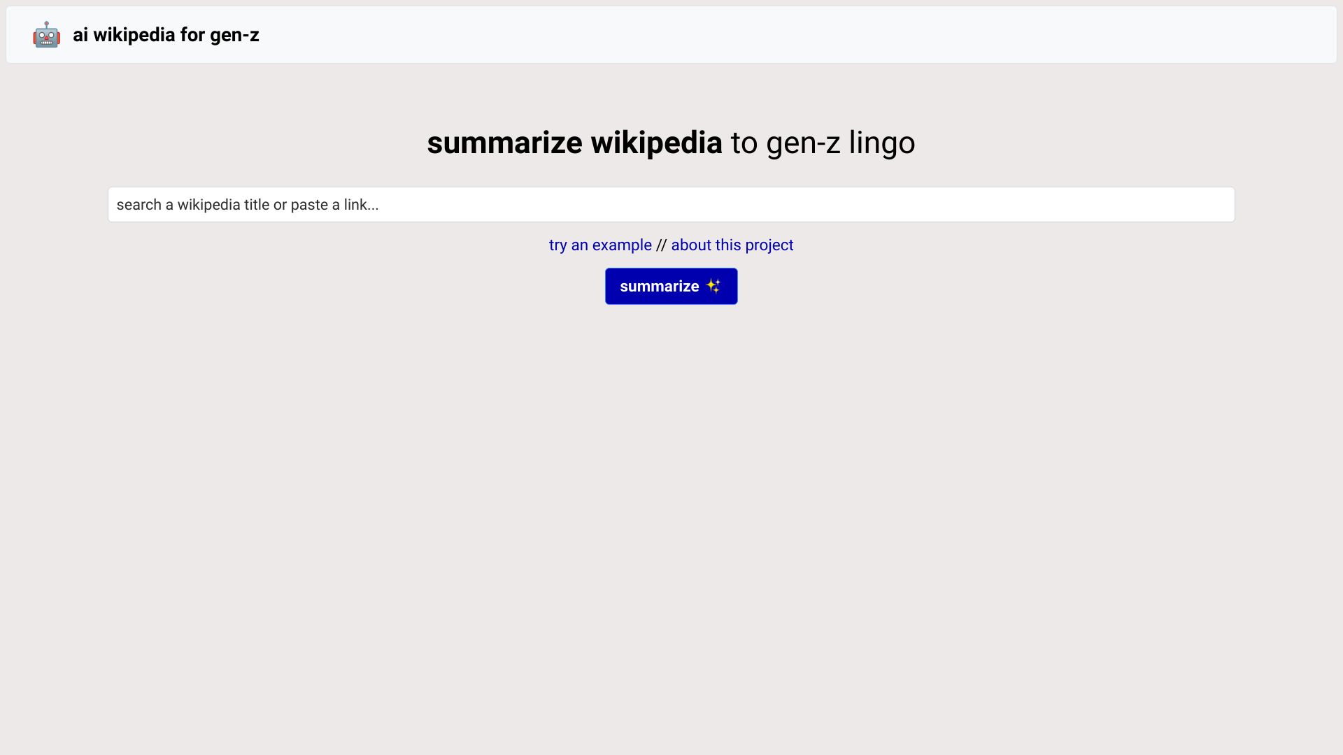 AI-Powered Wikipedia Summarizer网页截图,AI-Powered Wikipedia Summarizer网页快照