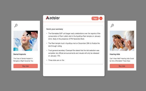 Adster AI Summarizer Extension网页截图,Adster AI Summarizer Extension网页快照