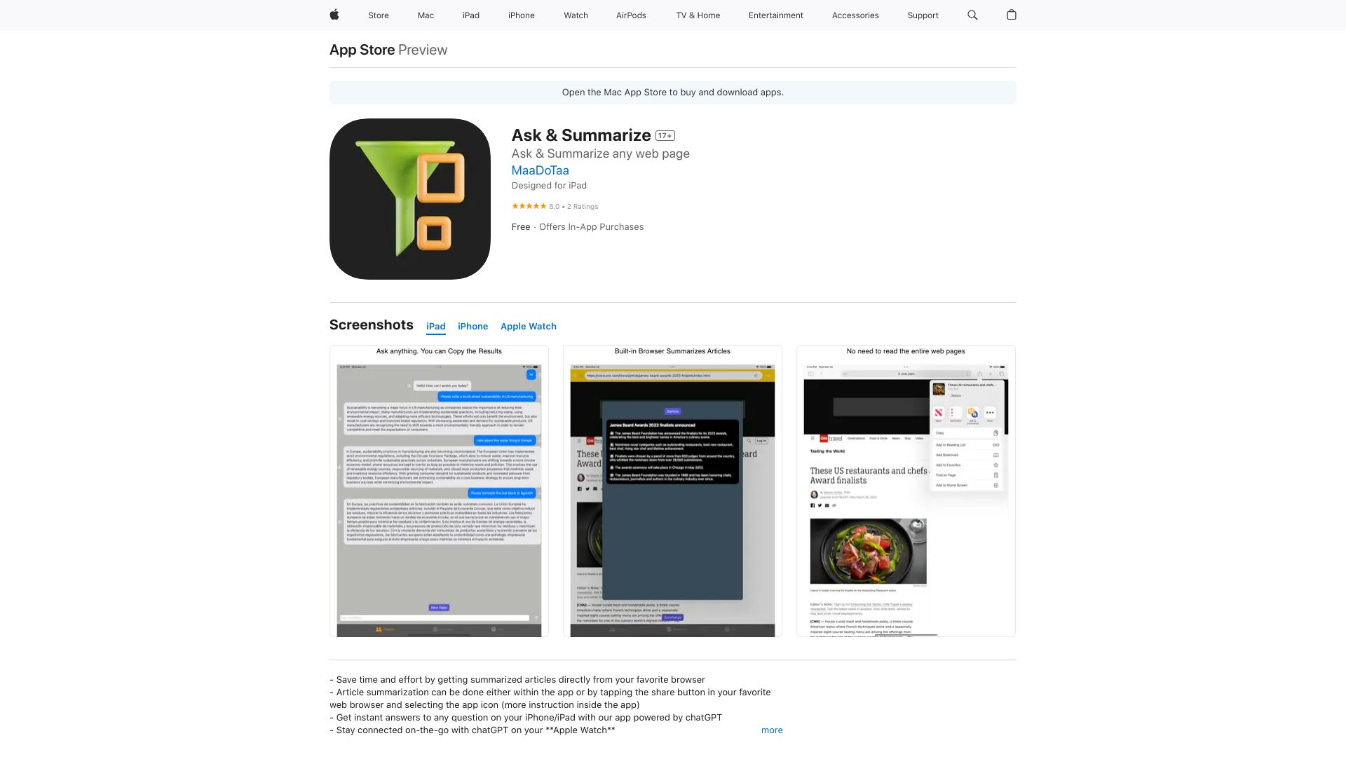 Ask & Summarize网页截图,Ask & Summarize网页快照