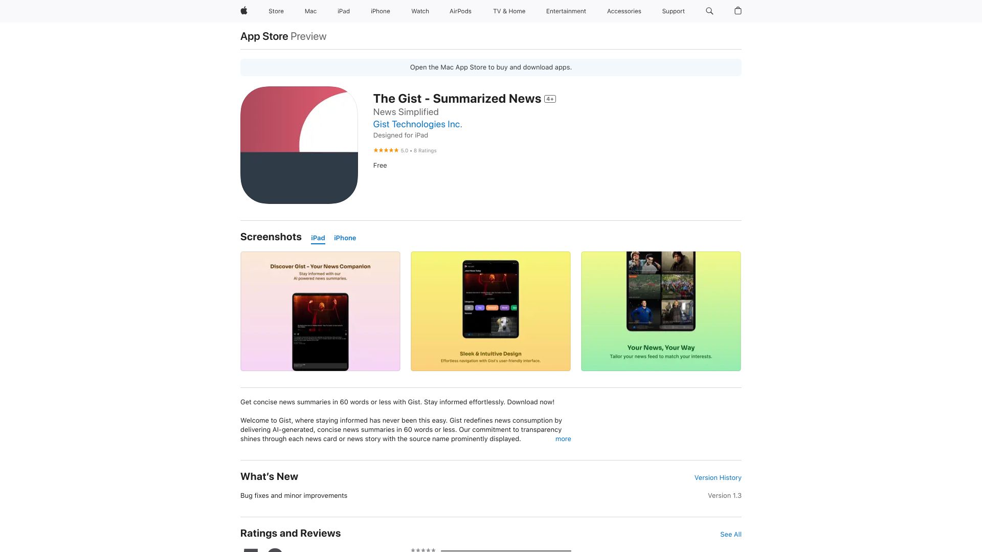 The Gist- AI Summarized News App网页截图,The Gist- AI Summarized News App网页快照