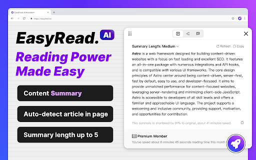 EasyRead.AI – Reading Assistant网页截图,EasyRead.AI – Reading Assistant网页快照
