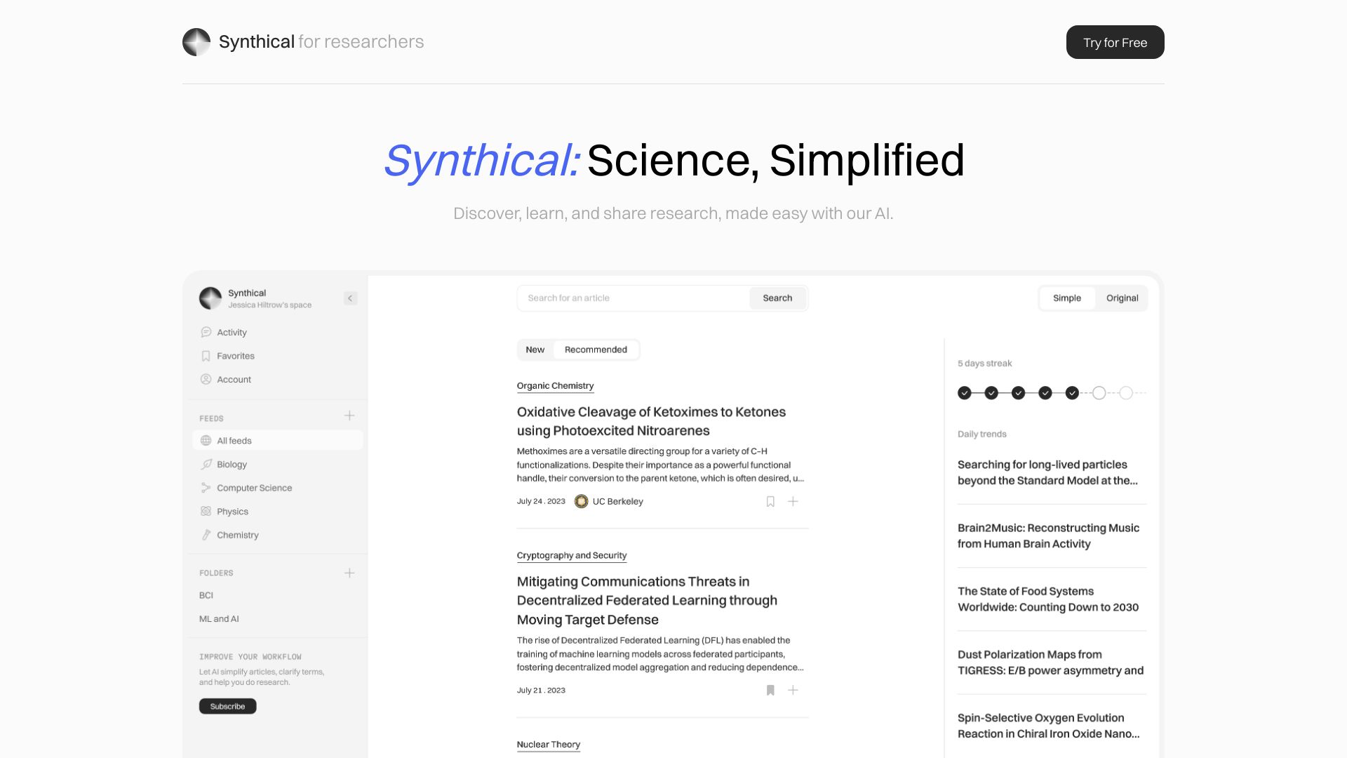 Synthical: Science, Simplified网页截图,Synthical: Science, Simplified网页快照
