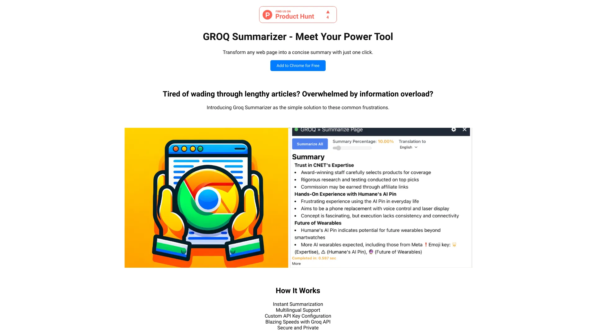 Groq Summarizer网页截图,Groq Summarizer网页快照