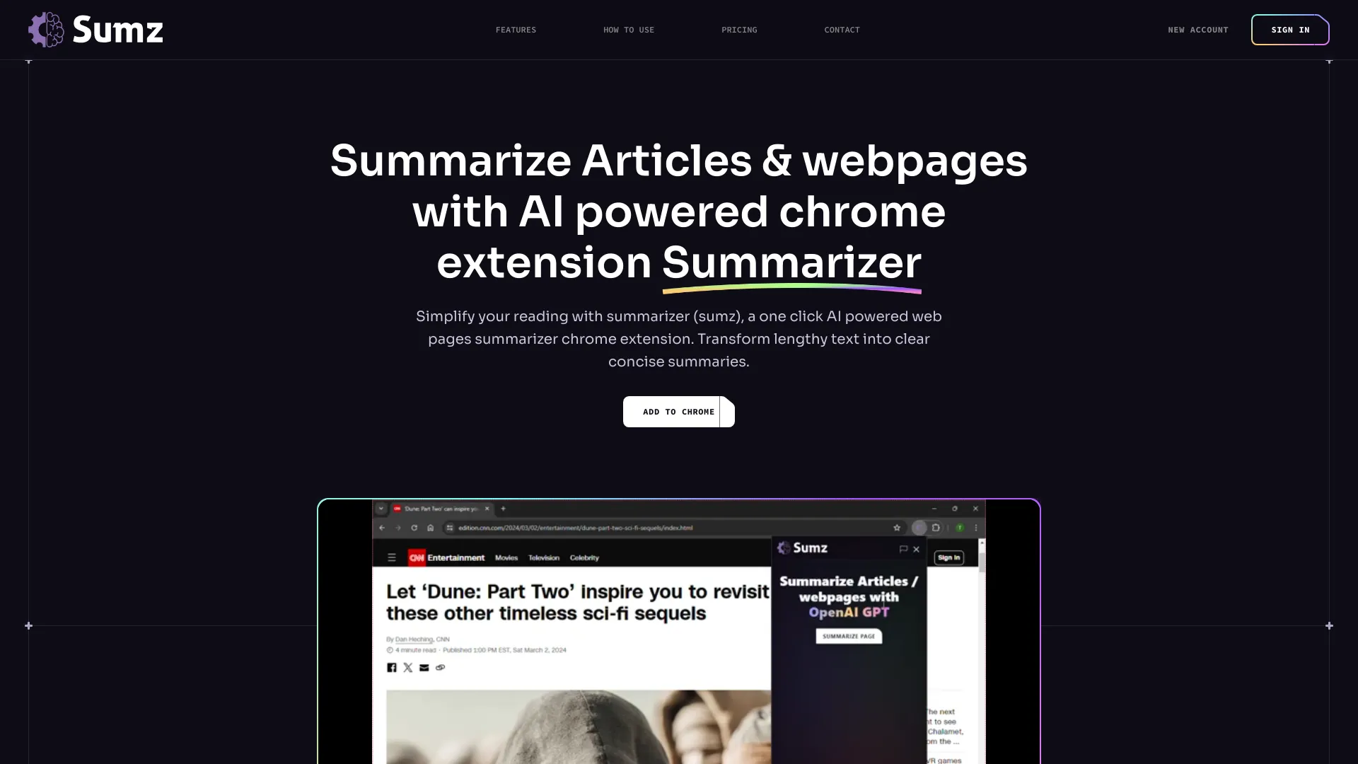 Sumz: Ai powered website summarizer网页截图,Sumz: Ai powered website summarizer网页快照
