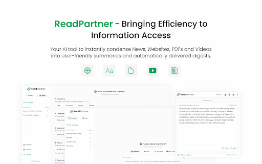 ReadPartner: AI Summaries of Webpages, Videos & Selections in Any Language网页截图,ReadPartner: AI Summaries of Webpages, Videos & Selections in Any Language网页快照